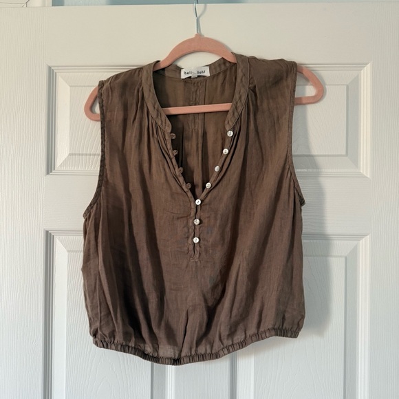 Bella Dahl Tops - Bella Dahl Brown Sleeveless Blouse with Button Accents